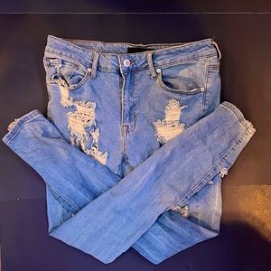 Mens Denim Light Blue Forever 21 Ripped Jeans